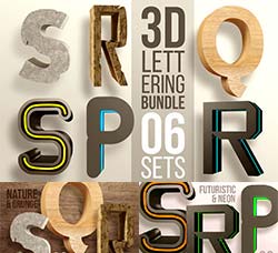 极品3D立体英文字体(六套合集版)：3D Lettering Mega Bundle